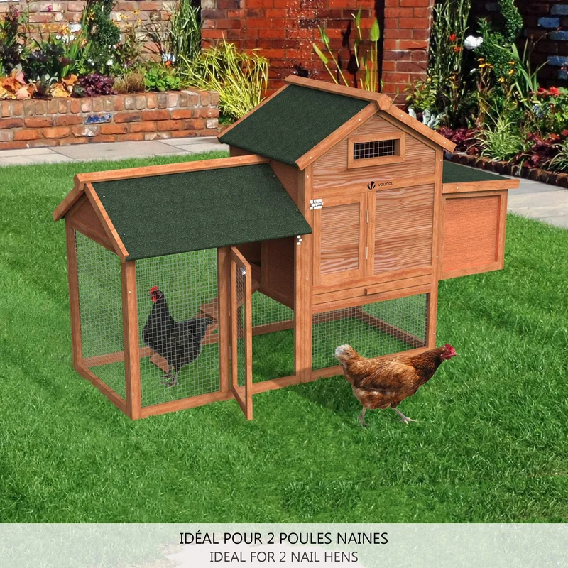Poulailler en Bois avec Pondoir et Perchoir Accueillant 2 Poules