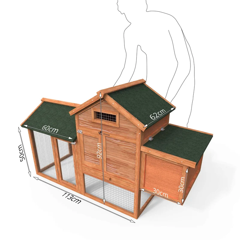 Poulailler en Bois avec Pondoir et Perchoir Accueillant 2 Poules