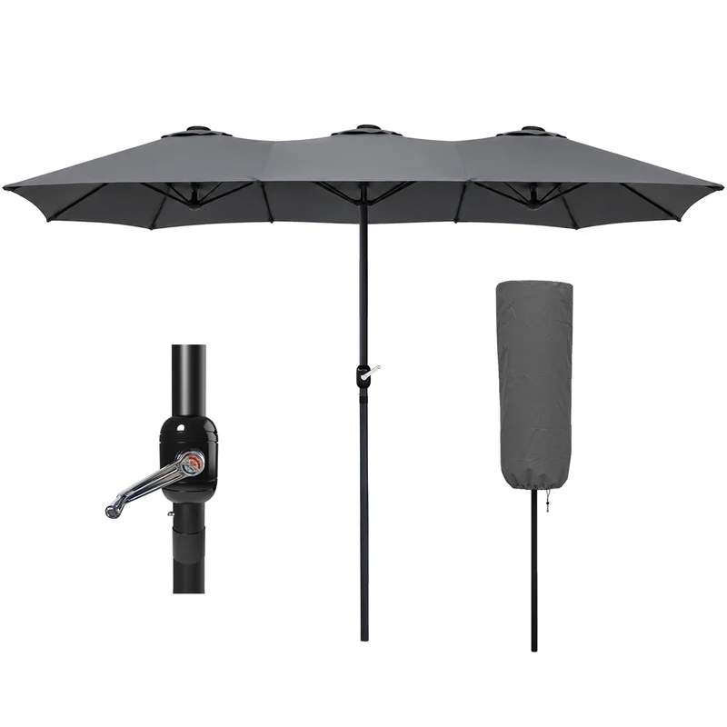 Parasol Jardin Double Aluminium 270 x 460 cm gris