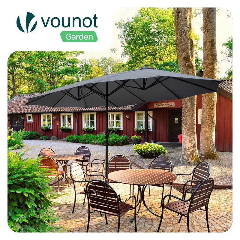 Parasol Jardin Double Aluminium 270 x 460 cm gris