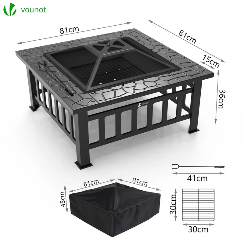 Brasero exterieur 3 en 1 pour jardin et balcon