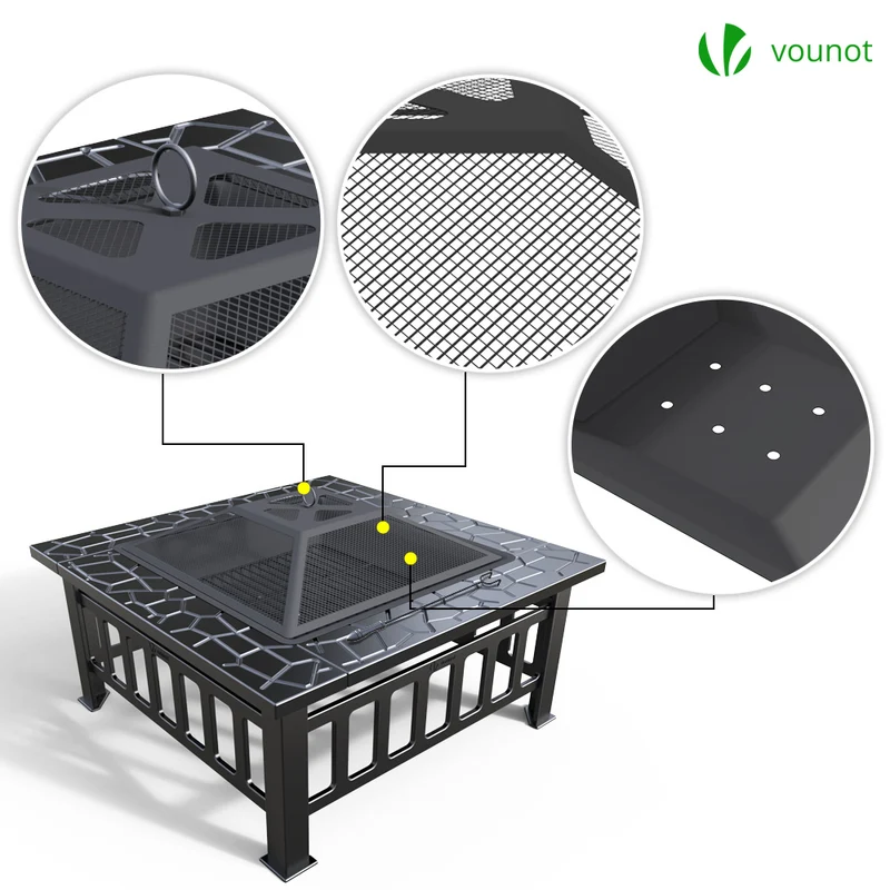 Brasero exterieur 3 en 1 pour jardin et balcon