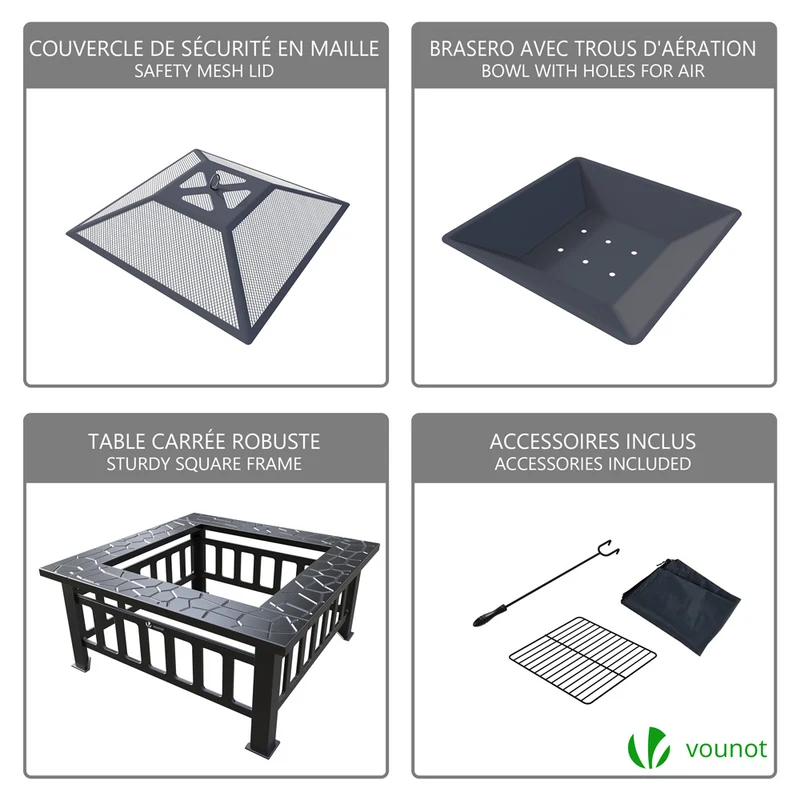 Brasero exterieur 3 en 1 pour jardin et balcon
