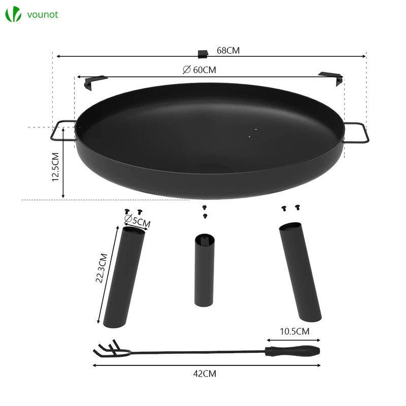 Brasero exterieur 60cm en acier noir