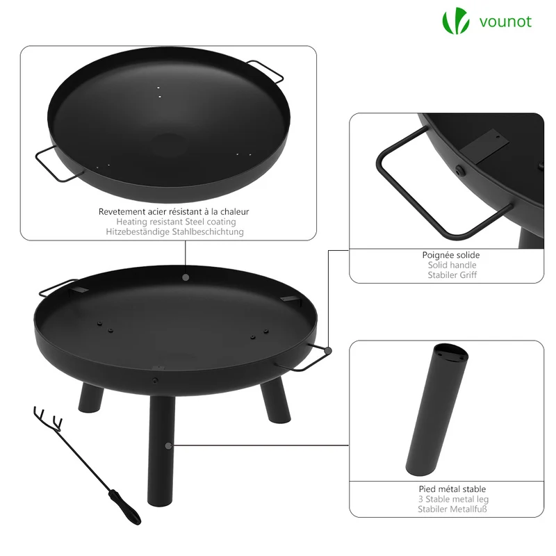 Brasero exterieur 60cm en acier noir