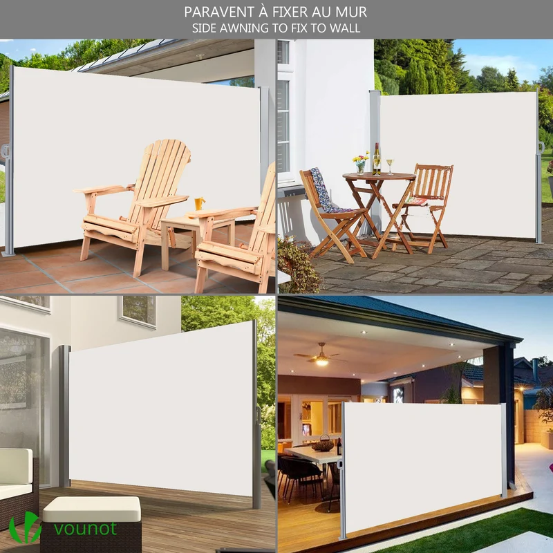 Paravent retractable avec housse de protection 180x300cm Beige