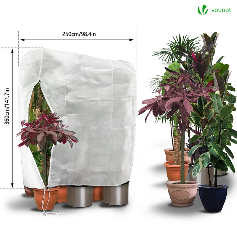 Housse d'Hivernage Plante avec Cordon et zipper Polypropylème 150g/m² 250x360cm blanc