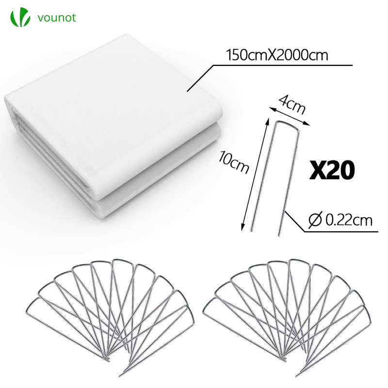 Voile d’hivernage en Polypropylème 50g/m² 1.5x20m avec piquets blanc