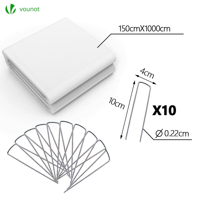Voile d’hivernage en Polypropylème 50g/m² 1.5x10m avec piquets blanc