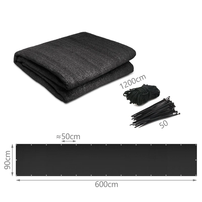 Brise vue pour balcon HDPE Renforcé 230GR/M2 600x90cm noir