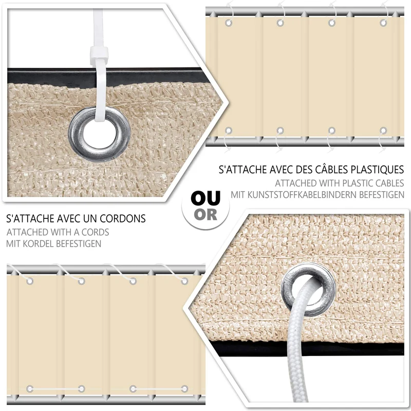 Brise vue pour balcon HDPE Renforcé 230GR/M2 600x90cm beige