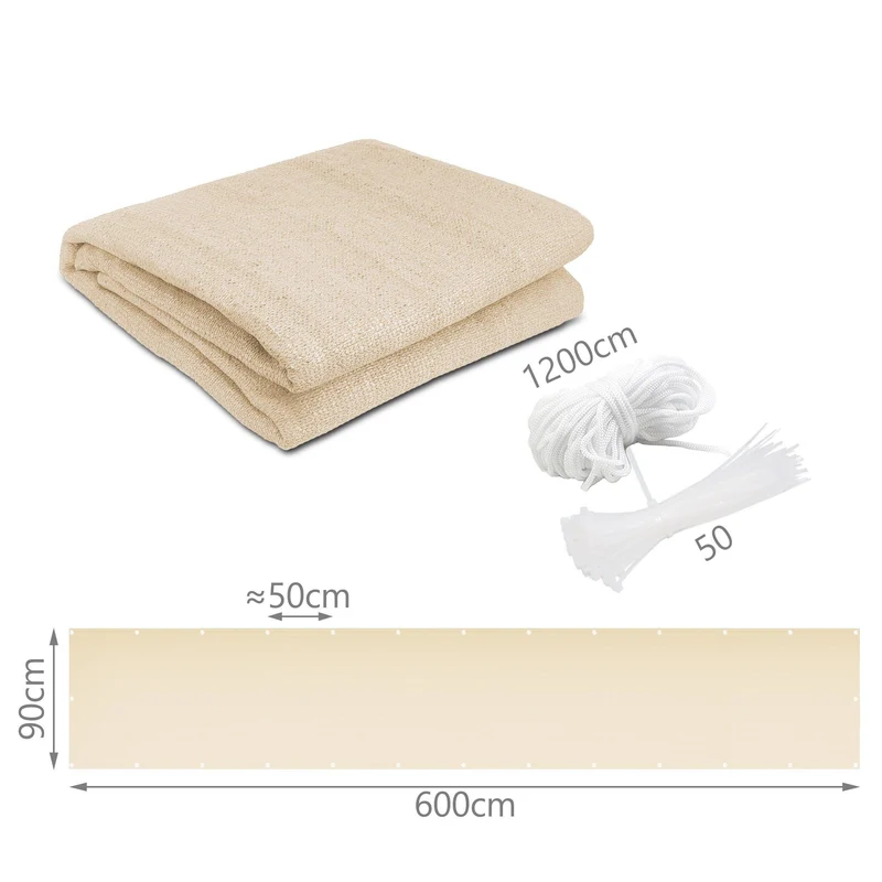 Brise vue pour balcon HDPE Renforcé 230GR/M2 600x90cm beige