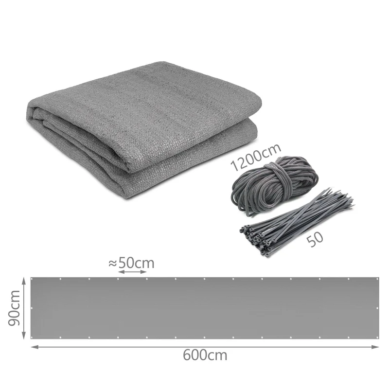Brise vue pour balcon HDPE Renforcé 230GR/M2 600x90cm gris