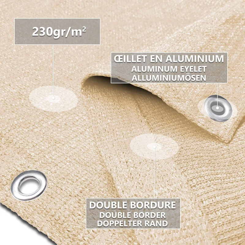 Brise vue pour balcon HDPE Renforcé 230GR/M2 500x90cm beige