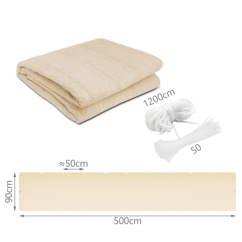 Brise vue pour balcon HDPE Renforcé 230GR/M2 500x90cm beige