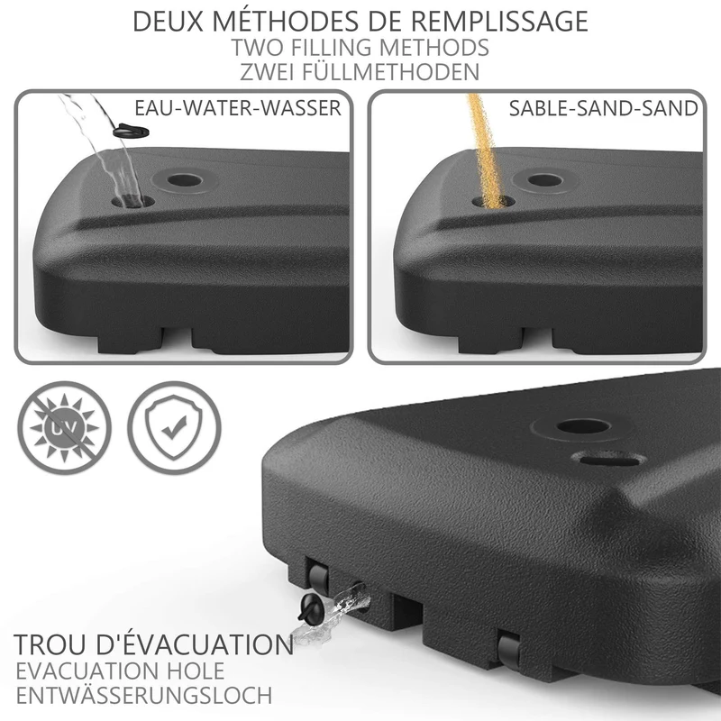 Dalle de lestage pied de parasol déporté plastique à remplir