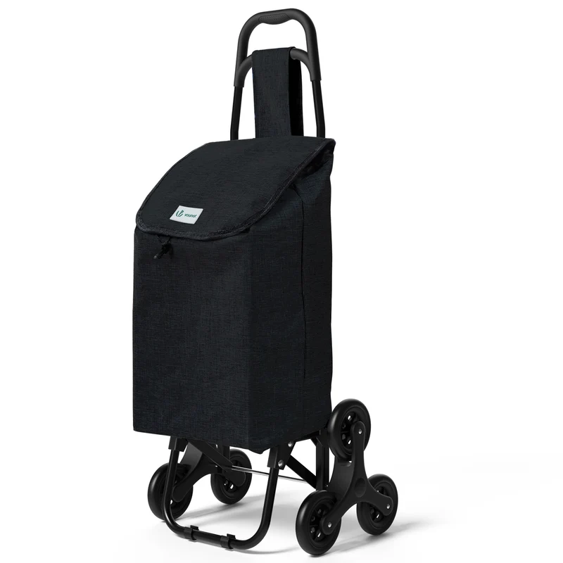 Chariot de courses pliable monte escalier style oxford noir