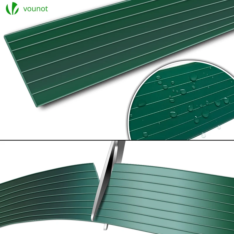 Kit de lamelles occultantes PVC brise vue 150m x 4.7cm avec 300 clips Vert