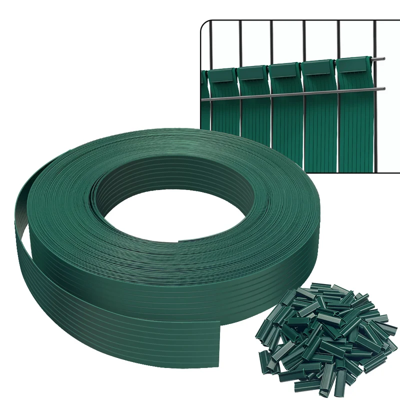 Kit de lamelles occultantes PVC brise vue 75m x 4.7cm avec 150 clips Vert