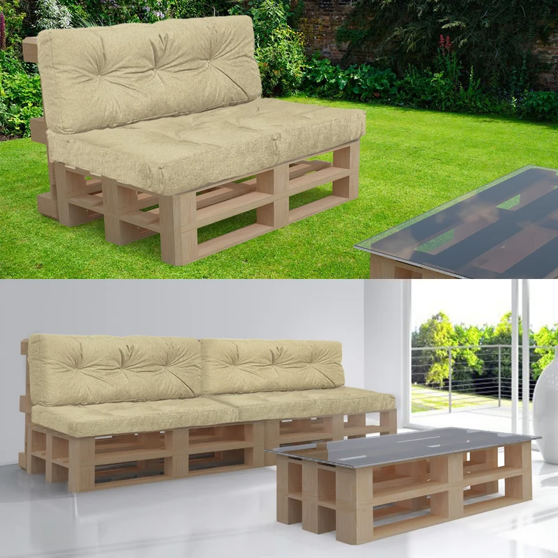 Lot de 4 Coussins pour palettes en bois beige