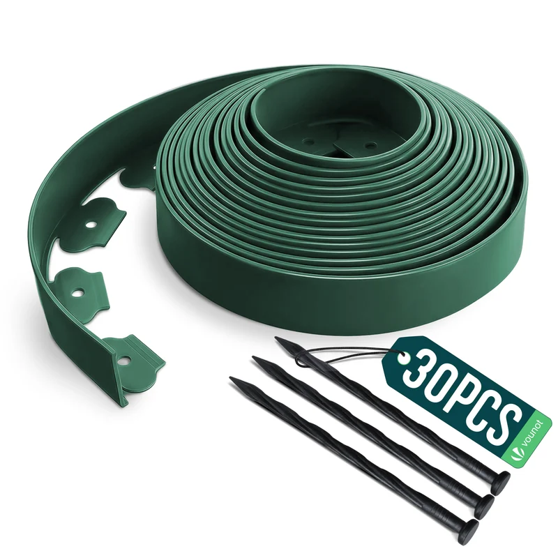 Bordure de jardin plastique flexible 10m avec piquets vert