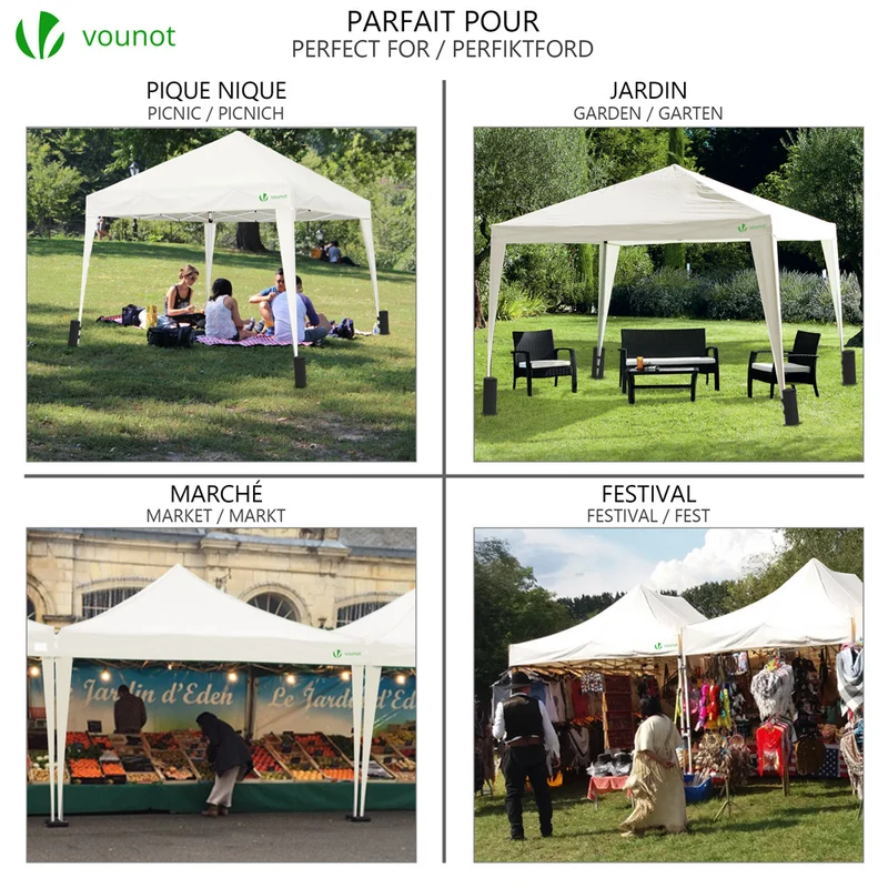 Tonnelle de jardin 3x3m pliable Blanche avec sac de transport