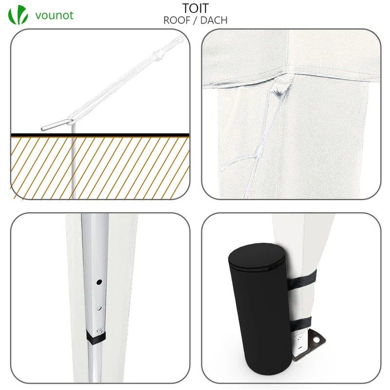 Tonnelle de jardin 3x3m pliable Blanche avec sac de transport