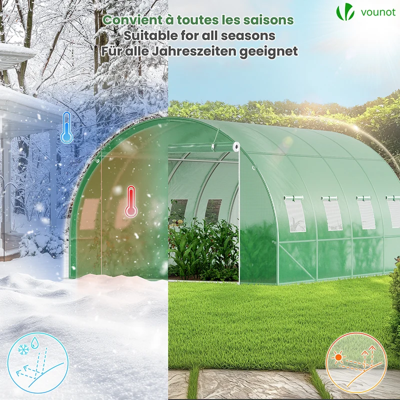 Serre de jardin tunnel 12m2 en acier galvanise