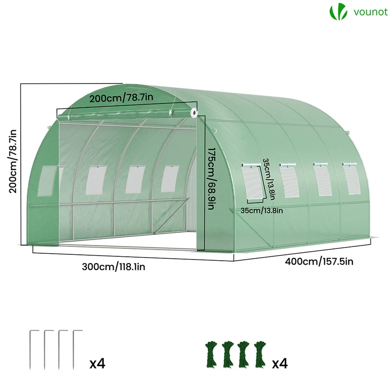 Serre de jardin tunnel 12m2 en acier galvanise