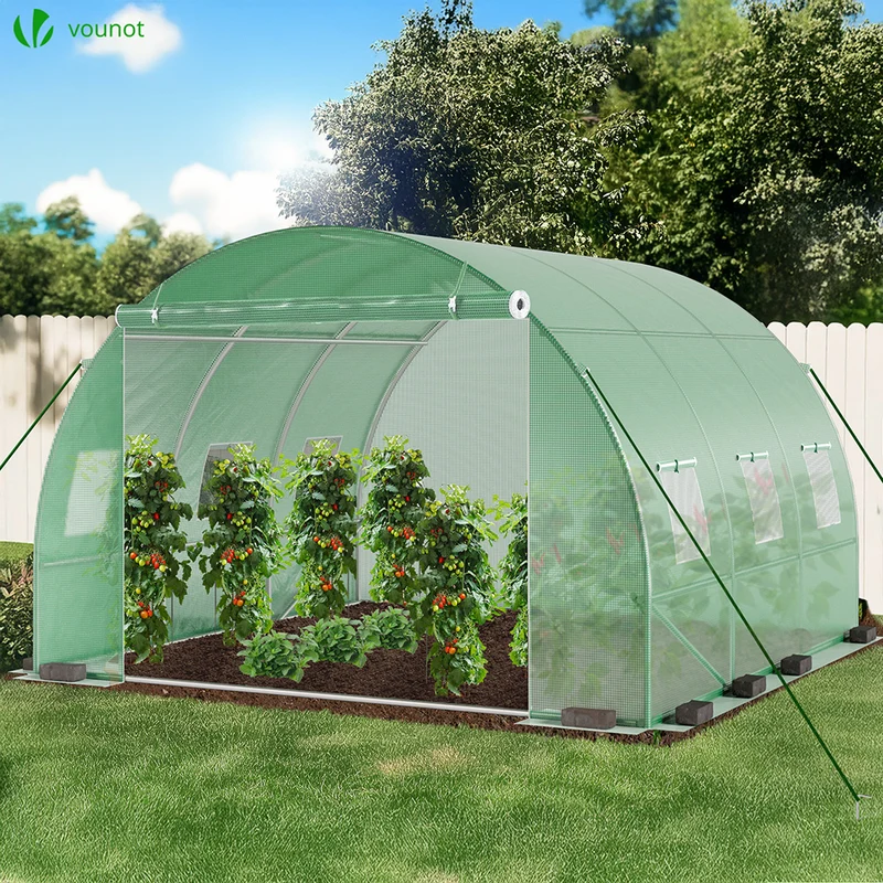 Serre de jardin tunnel 9m2 en acier galvanise
