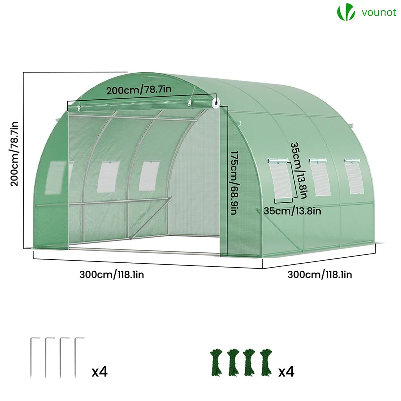 Serre de jardin tunnel 9m2 en acier galvanise