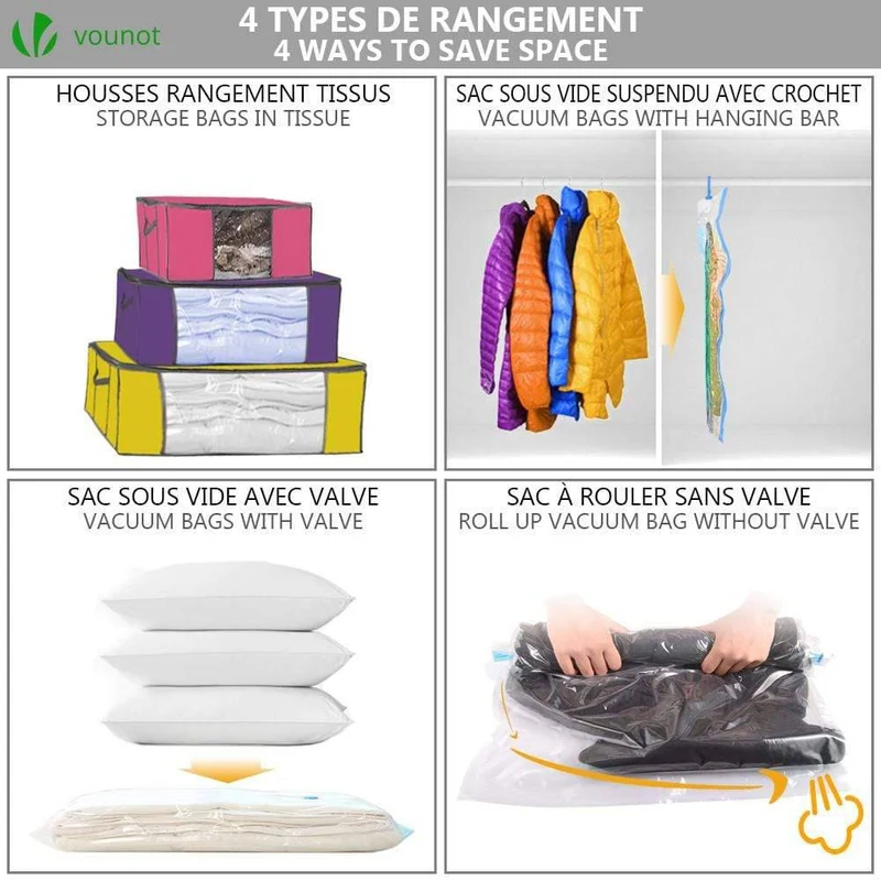 Sac de rangement sous vide aspirateur Lot de 22 pcs