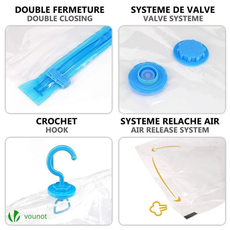 Sac de rangement sous vide aspirateur Lot de 22 pcs