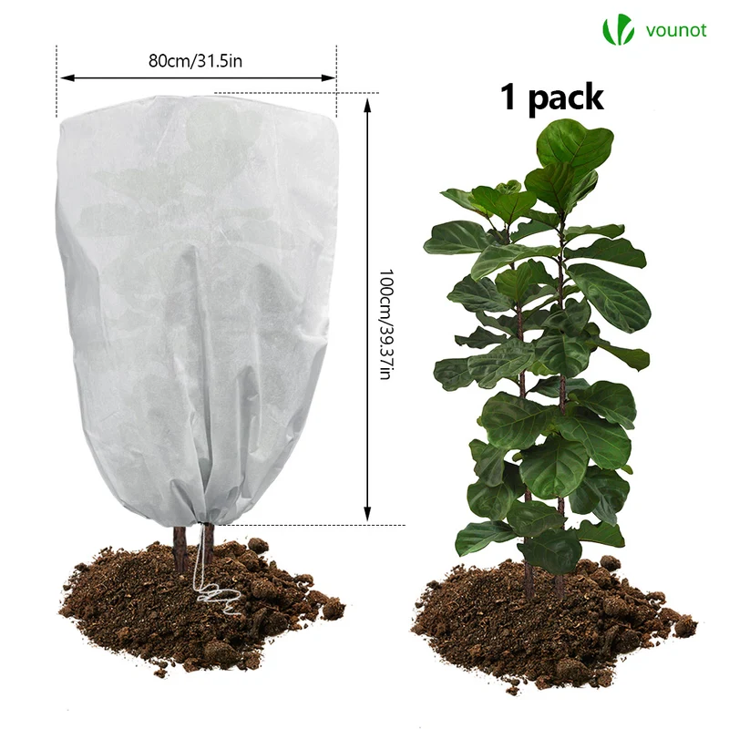 Lot de 3 Housse Hivernage Plante avec Cordon Polypropylème 80g/m² 80x100cm blanc
