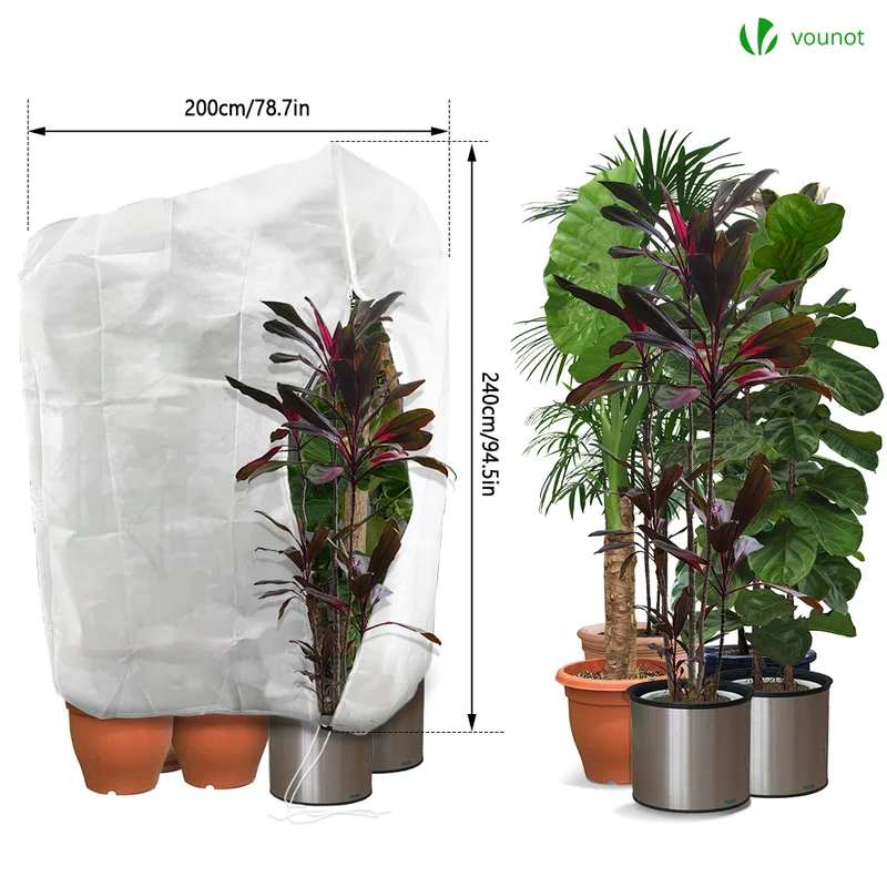 Lot de 3 Housse Hivernage Plante avec Cordon et zipper Polypropylème 80g/m² 200x240cm blanc