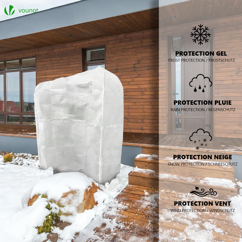 Lot de 3 Housse Hivernage Plante avec Cordon et zipper Polypropylème 80g/m² 200x240cm blanc