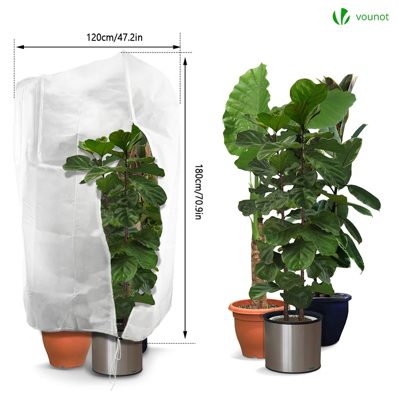 Lot de 3 Housse Hivernage Plante avec Cordon et zipper Polypropylème 80g/m² 120x180cm blanc