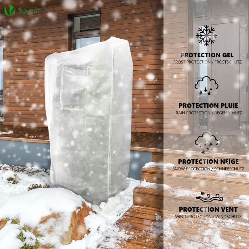 Lot de 3 Housse Hivernage Plante avec Cordon et zipper Polypropylème 80g/m² 120x180cm blanc