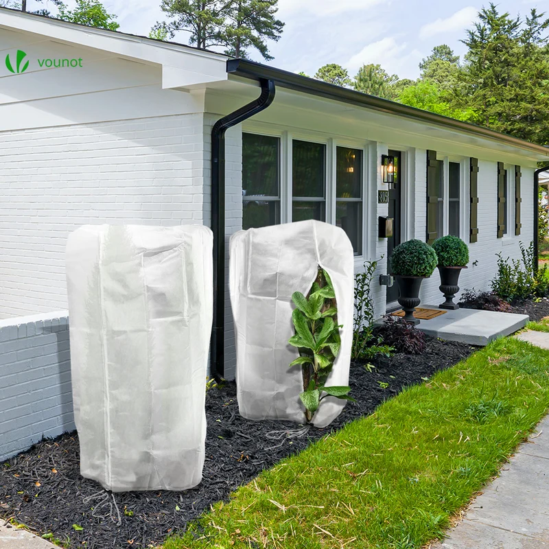 Lot de 3 Housse Hivernage Plante avec Cordon et zipper Polypropylème 80g/m² 120x180cm blanc