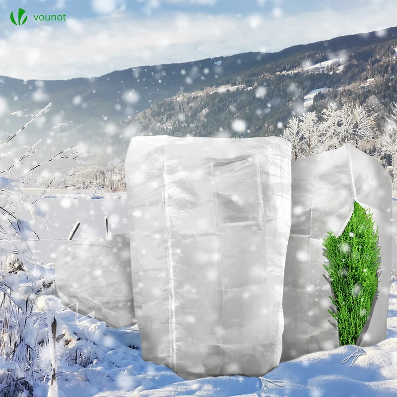 Lot de 3 Housse Hivernage Plante avec Cordon et zipper Polypropylème 80g/m² 120x180cm blanc