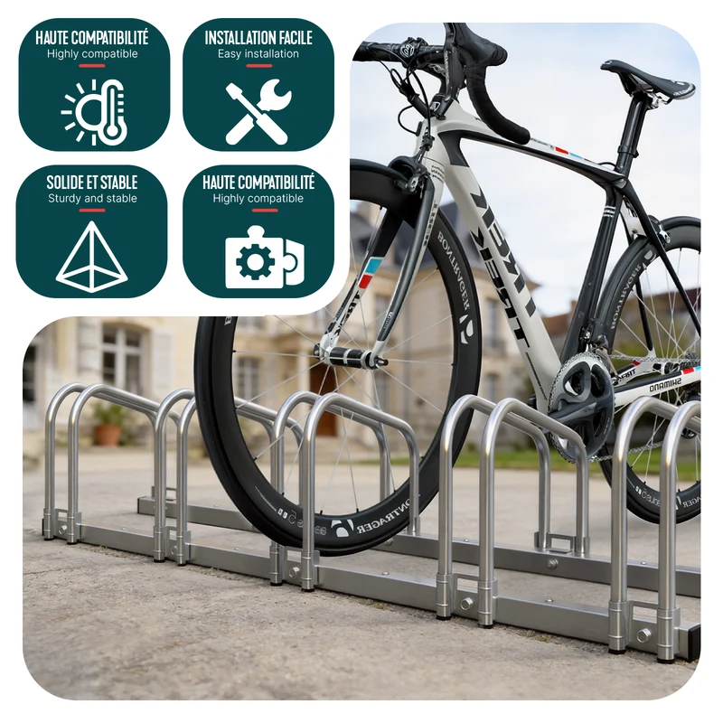 Ratelier range velo acier mural et sol 6 vélos