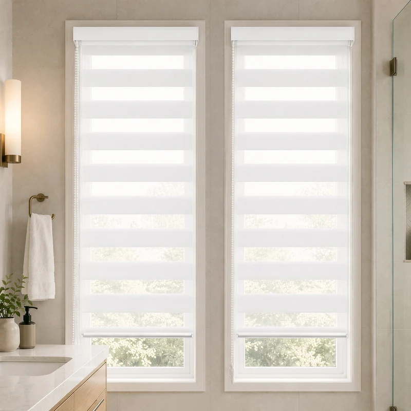 Lot de 2 Store enrouleur jour nuit double 55x150cm Blanc