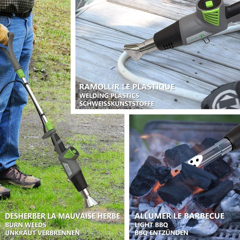 Desherbeur electrique pistolet a air chaud 2000W avec 5 m de cable et 5 buses