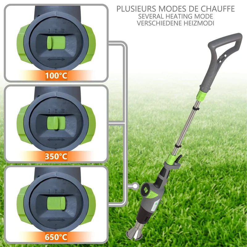 Desherbeur electrique pistolet a air chaud 2000W avec 5 m de cable et 5 buses