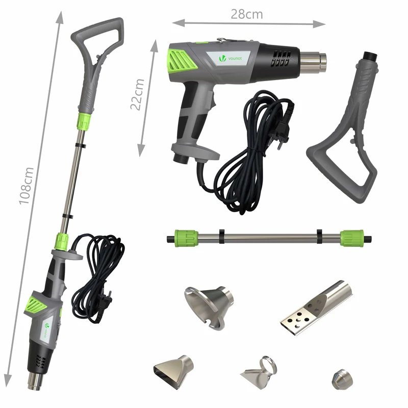 Desherbeur electrique pistolet a air chaud 2000W avec 5 m de cable et 5 buses