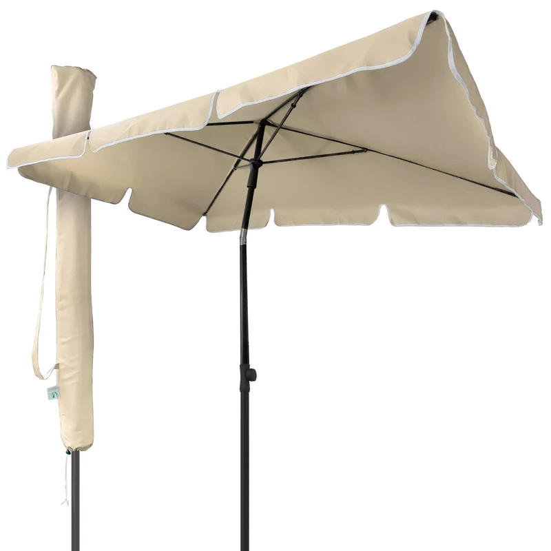 Parasol rectangulaire 2x1.25m avec housse de protection beige