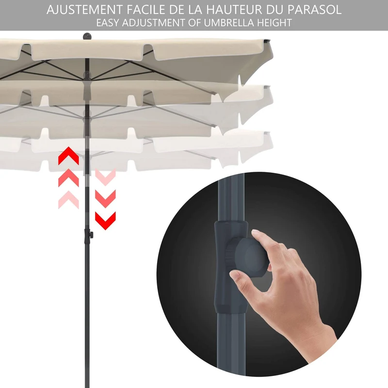 Parasol rectangulaire 2x1.25m avec housse de protection beige