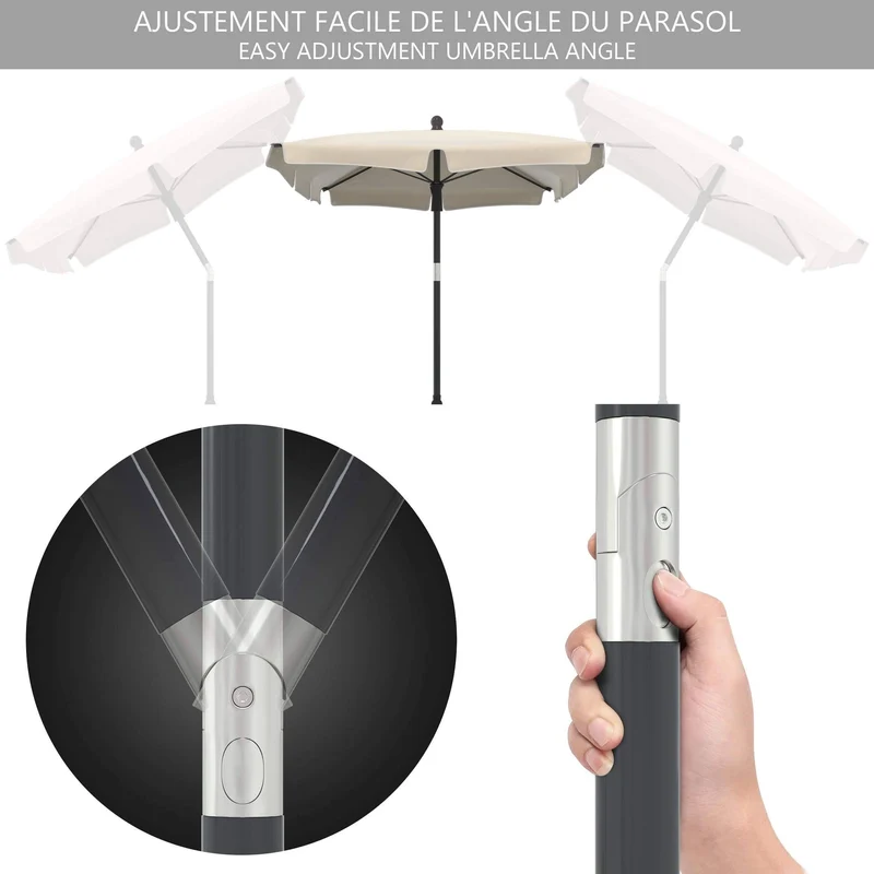 Parasol rectangulaire 2x1.25m avec housse de protection beige