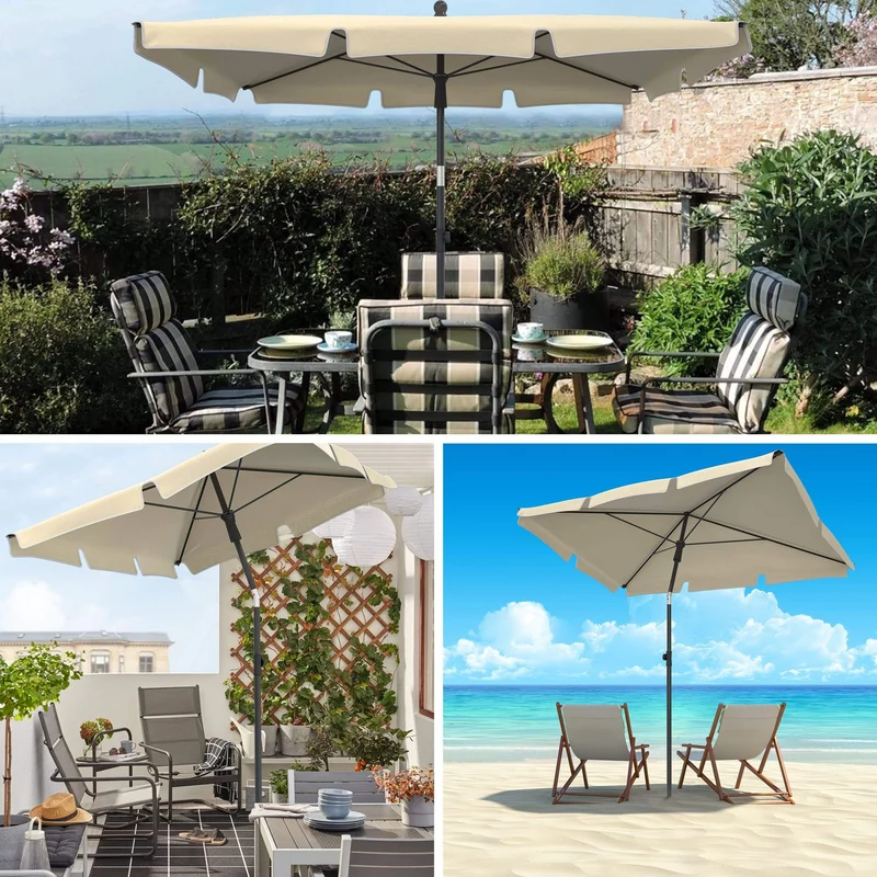 Parasol rectangulaire 2x1.25m avec housse de protection beige