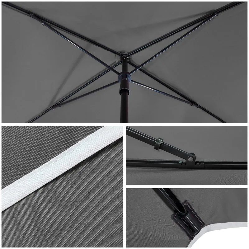 Parasol rectangulaire 2x1.25m avec housse de protection gris